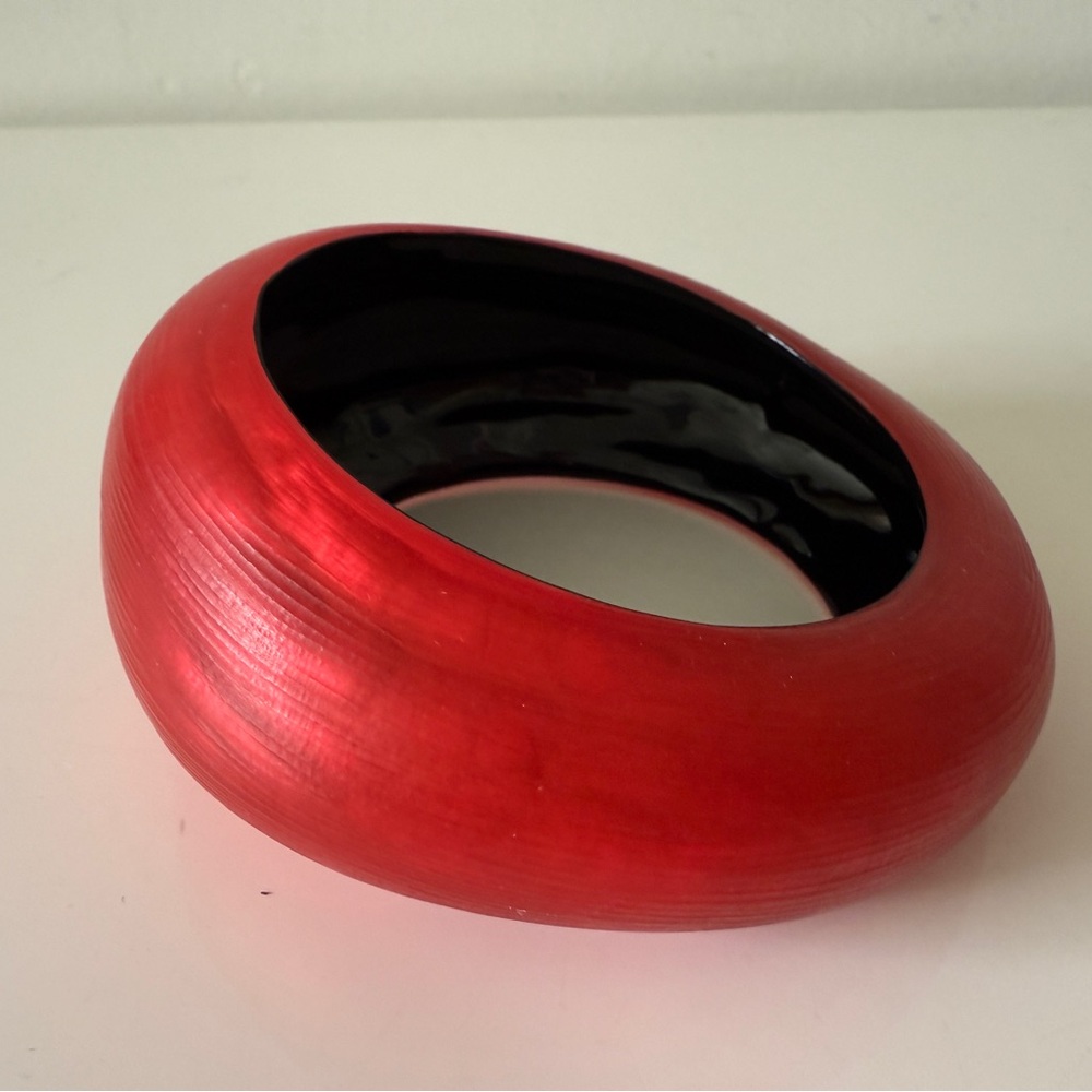 ALEXIS BITTAR Puffy Tapered Lucite Bracelet Red M/L